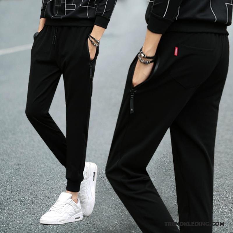 Broek Heren Mannelijk Casual Broek Trend Mini Joggingbroek Slim Fit Zwart