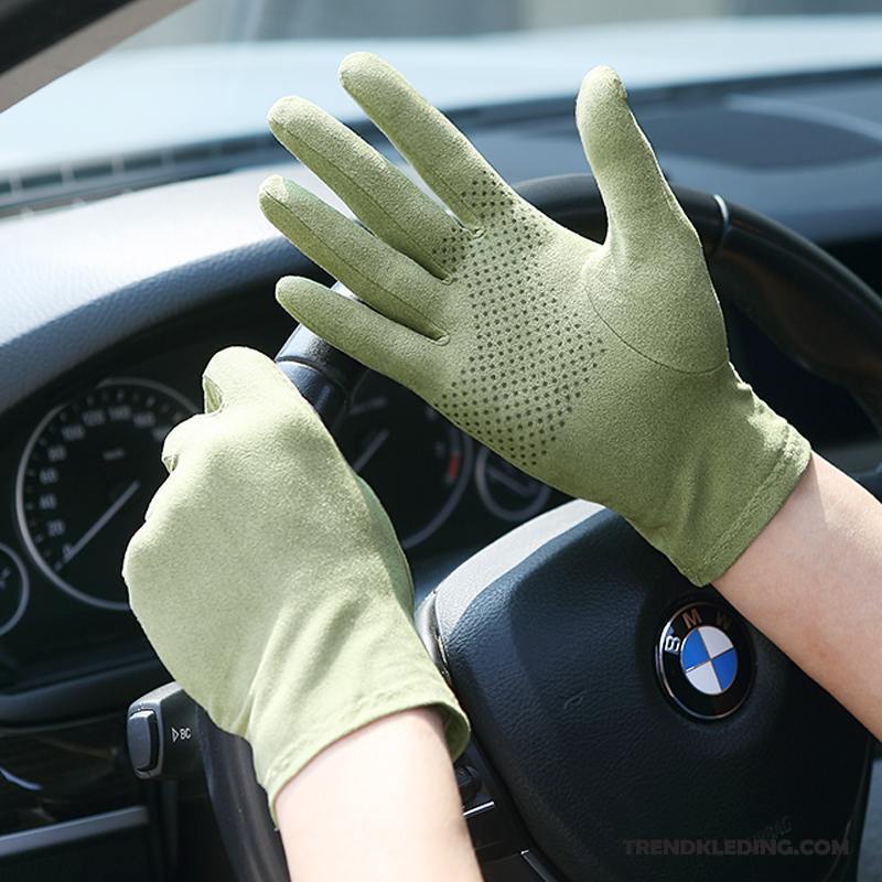 Handschoenen Heren Autorijden Kasjmier Absorbens Touchscreen Antislip Dames Groen