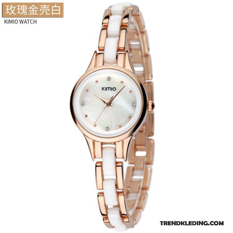 Horloge Dames Meisje Keramiek Casual Eenvoudig Mode Verjaardagscadeau Roze Wit