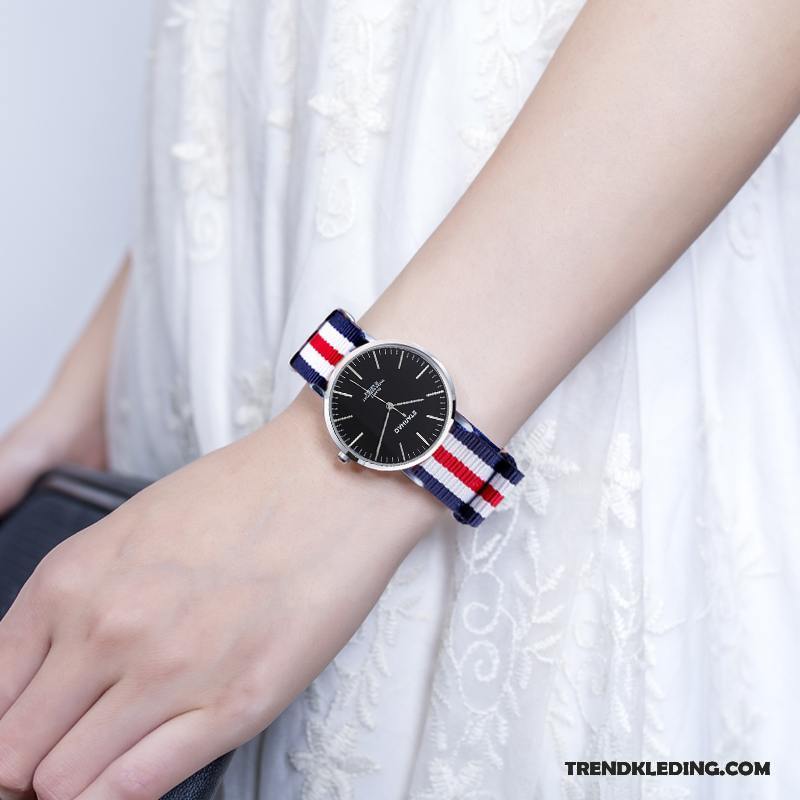 Horloge Dames Trend Canvas Elegante Casual Eenvoudig Waterdicht Blauw