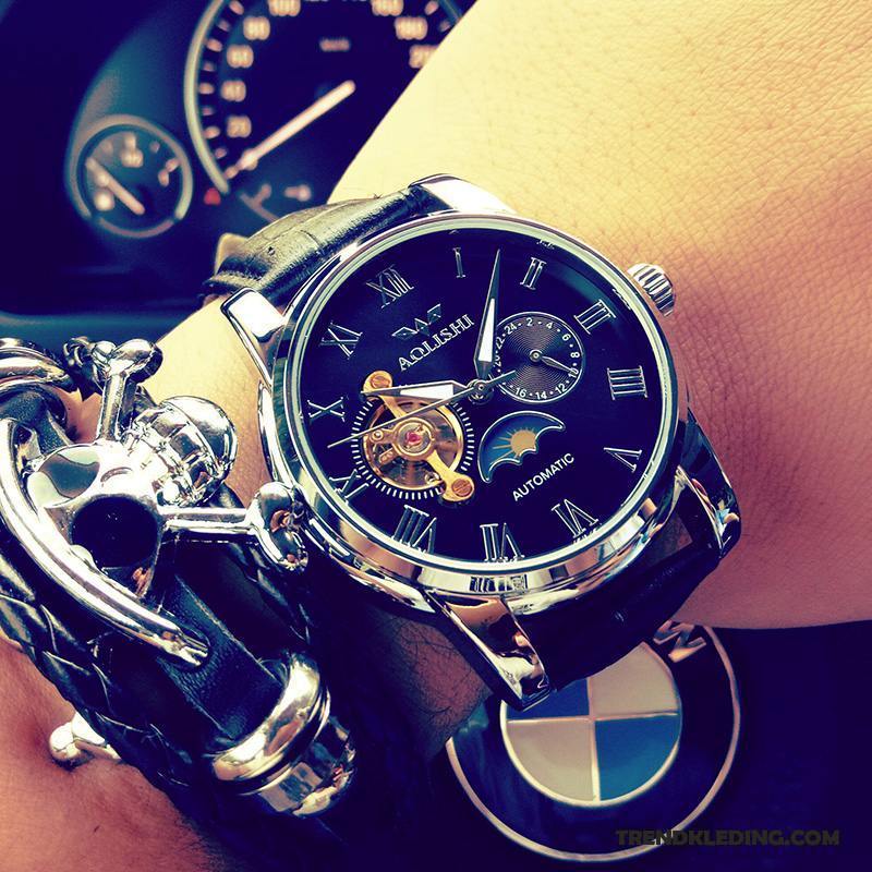 Horloge Heren Trend Horlogeband Automatisch Gemiddelde Student Roestvrij Staal Blauw Zilver