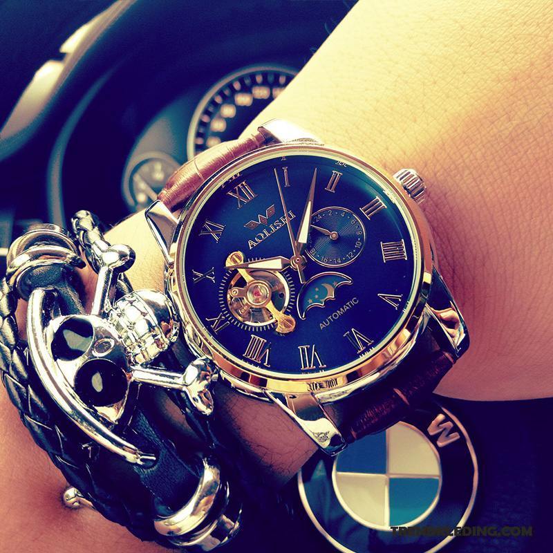 Horloge Heren Trend Horlogeband Automatisch Gemiddelde Student Roestvrij Staal Blauw Zilver