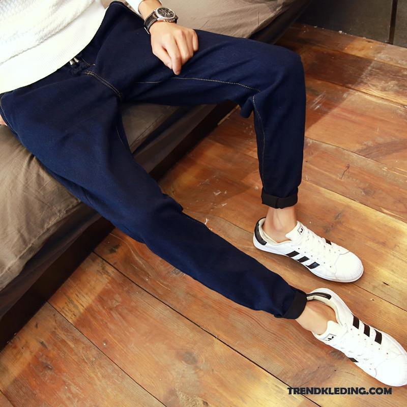 Spijkerbroek Heren Potlood Broek Mode Student Nieuw Trend Elastiek Blauw
