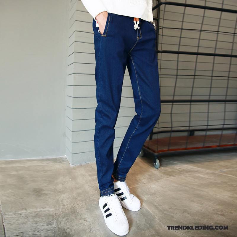 Spijkerbroek Heren Potlood Broek Mode Student Nieuw Trend Elastiek Blauw