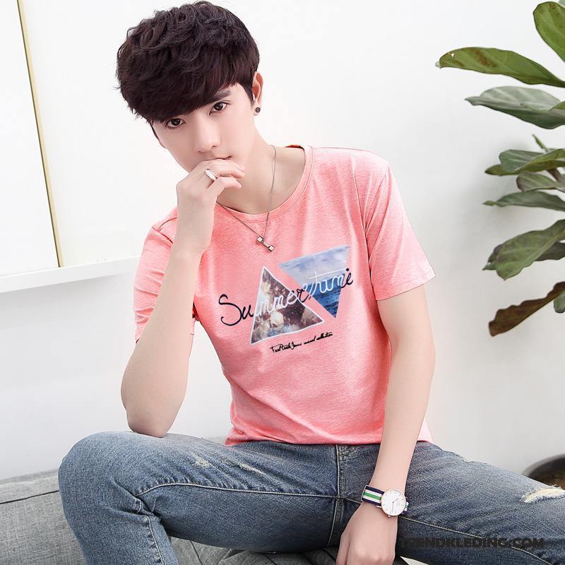 T-shirt Heren Student 2018 Korte Mouw Jasje Trend T-shirts Roze