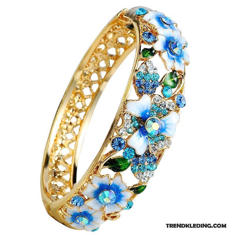 Armband Dames Armbanden Mode Etnische Accessoires Strass Fijne Blauw