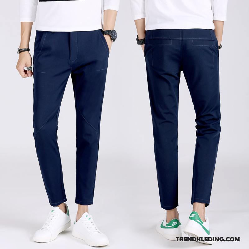 Broek Heren Mannelijk Slim Fit Mini Mode Elastiek Trend Blauw