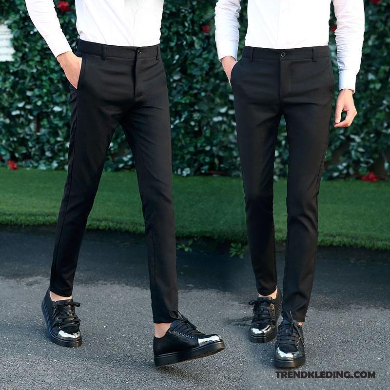 Broek Heren Mini Trend Casual Broek Slim Fit Potlood Broek Mannelijk Zwart