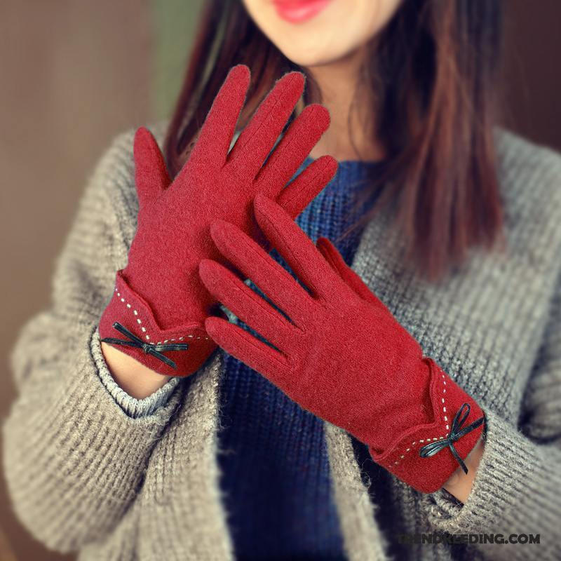 Handschoenen Dames Herfst Verdikken Blijf Warm Winter Pluche Autorijden Rood