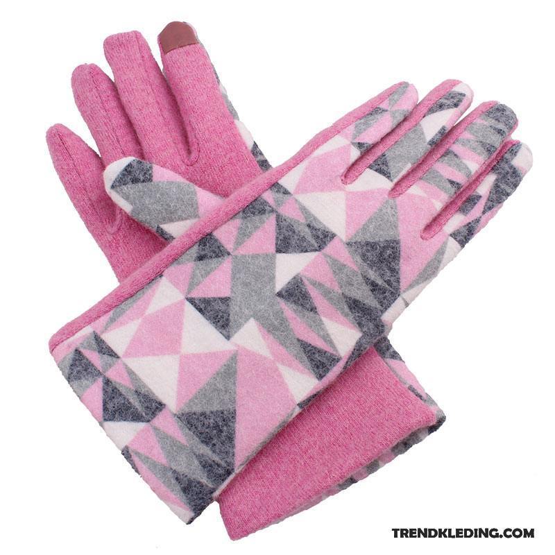 Handschoenen Dames Outdoor Student Mode Nieuwe Blijf Warm Herfst Kleurverloop Roze