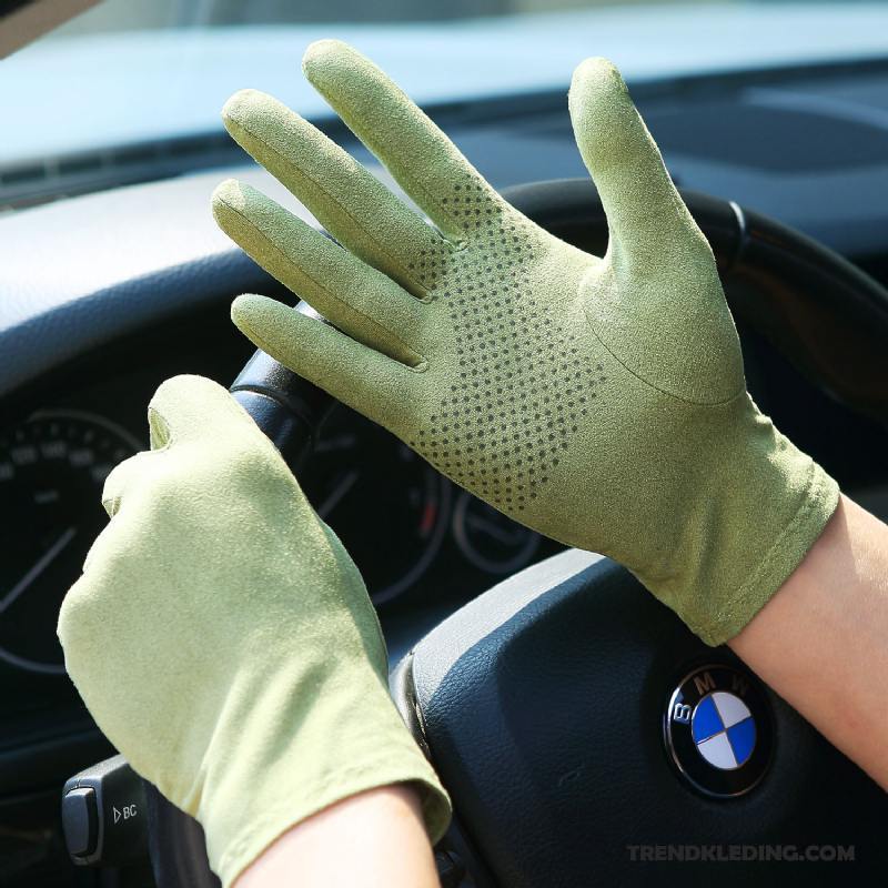 Handschoenen Heren Autorijden Kasjmier Absorbens Touchscreen Antislip Dames Groen