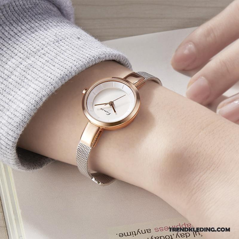 Horloge Dames Genereus Student Mini Vers Trend Eenvoudig Roze Wit Gouden