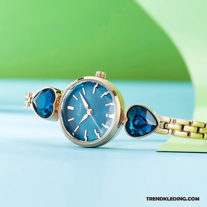 Horloge Dames Hart Gemiddelde Kunst Vintage Blauw