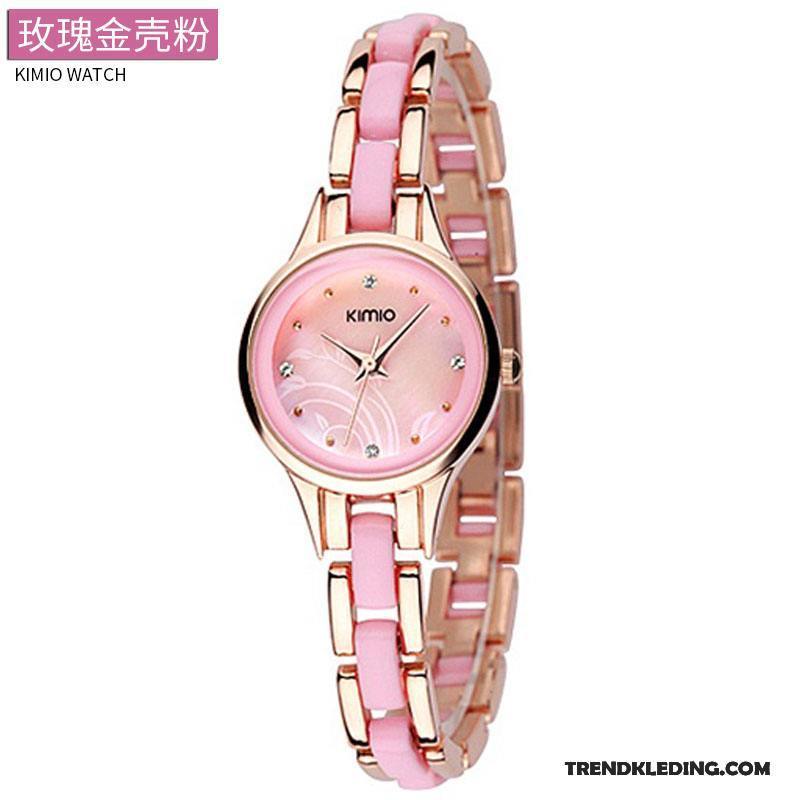 Horloge Dames Meisje Keramiek Casual Eenvoudig Mode Verjaardagscadeau Roze Wit