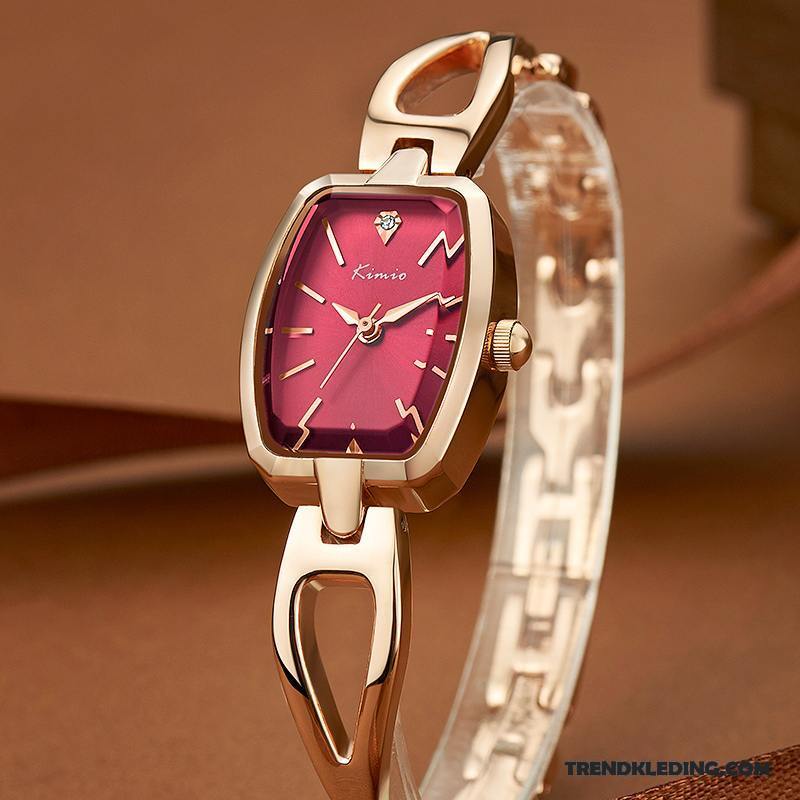 Horloge Dames Waterdicht Trend Mode Casual Ketting Elegante Rode Wijn Rood