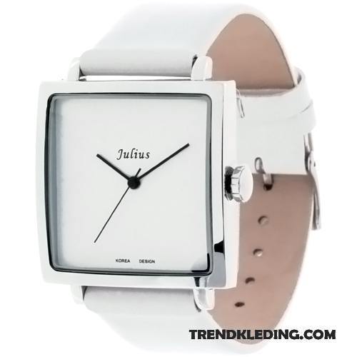 Horloge Heren Klassiek Vierkante Mode Eenvoudig Dames Gemiddelde Zilver Wit