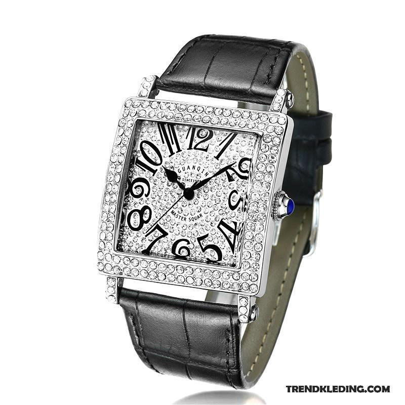 Horloge Heren Riem Waterdicht Dames Vierkante Mode Quartz Horloge Zwart