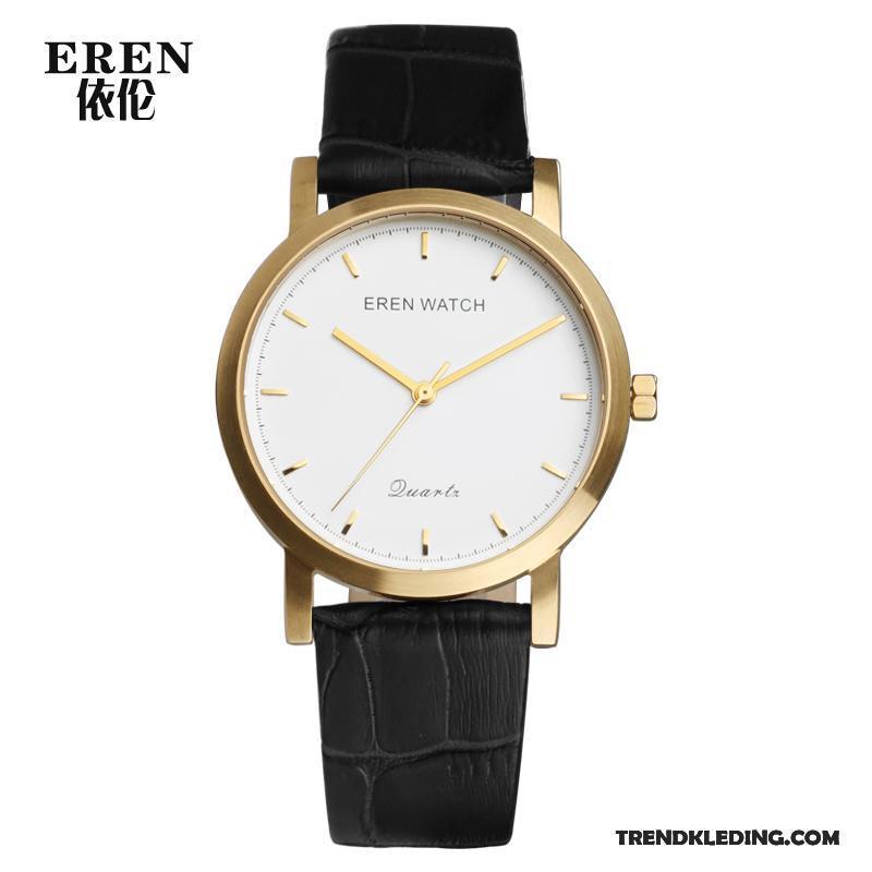 Horloge Heren Vintage Quartz Horloge Echt Leer Casual Waterdicht Eenvoudig Wit Zwart