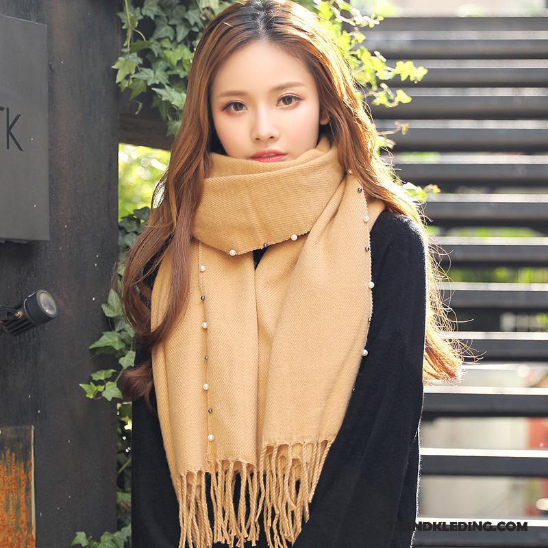 Sjaal Dames Dual Gebruik Kasjmier Lange Student Winter Blijf Warm Geel
