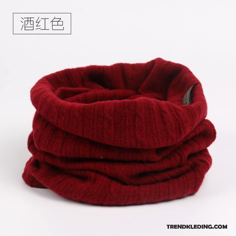 Sjaal Heren Dual Gebruik Pullover Trend Blijf Warm Wol Winter Rode Wijn