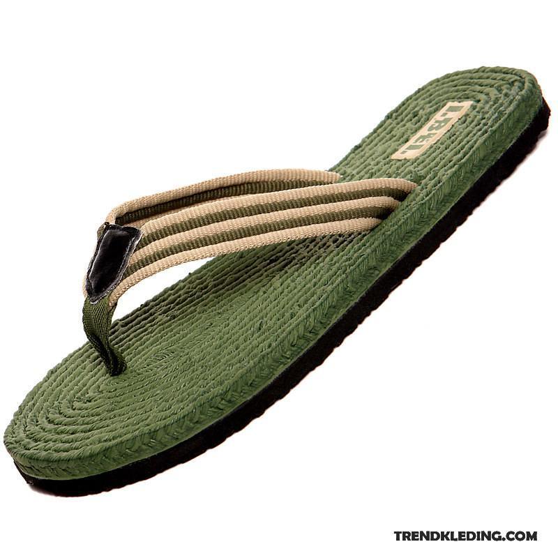 Slippers Heren Zomer Schoenen Persoonlijk Eenvoudige Outdoor Antislip Zandkleur Groen