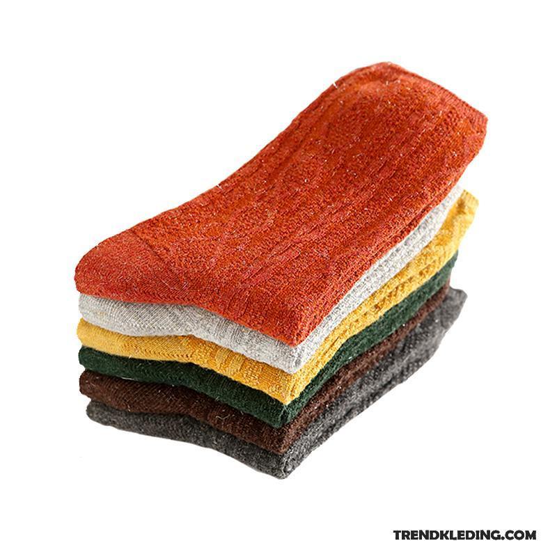 Sokken Dames Midden Herfst Winter Wol Vintage Verdikken Oranje