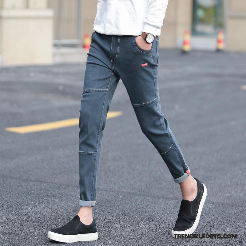 Spijkerbroek Heren Mannelijk Spijkerbroek Jeans Elastiek Slim Fit Potlood Broek Trend Lichtblauw Zwart