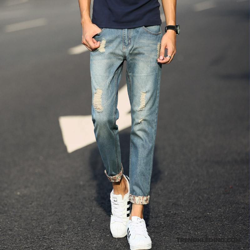 Spijkerbroek Heren Potlood Broek Harlan Jeugd Trend Slim Fit Spijkerbroek Jeans Lichtblauw