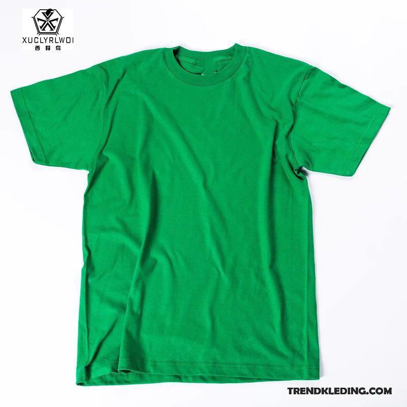 T-shirt Dames Nieuw T-shirts Katoen Student Losse Halve Mouw Zuiver Wit Effen Kleur Zwart Groen