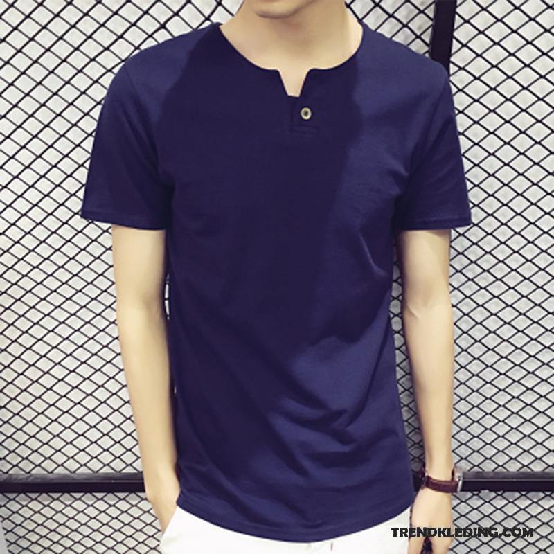 T-shirt Heren Onderhemd Jasje Halve Mouw Mannelijk Korte Mouw Trend Hemelsblauw