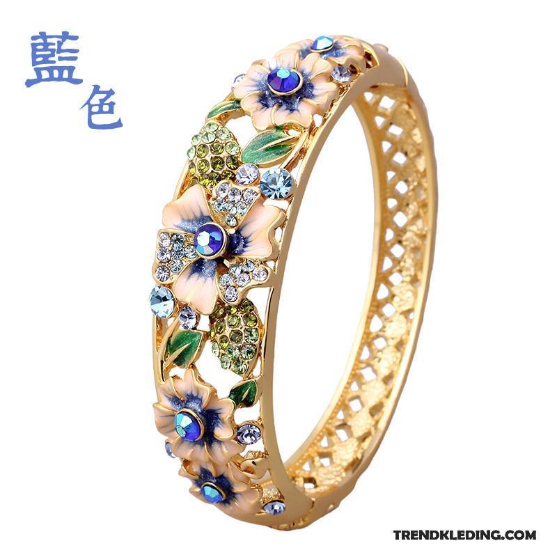 Armband Dames Armbanden Etnische Moeder Verjaardagscadeau Blauw Goud