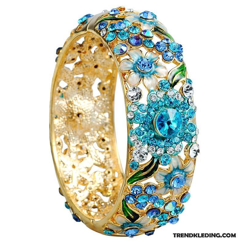 Armband Dames Armbanden Mode Etnische Accessoires Strass Fijne Blauw