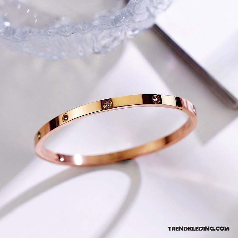 Armband Dames Armbanden Trend Lovers Eenvoudig Persoonlijkheid Kristal Roze Gouden