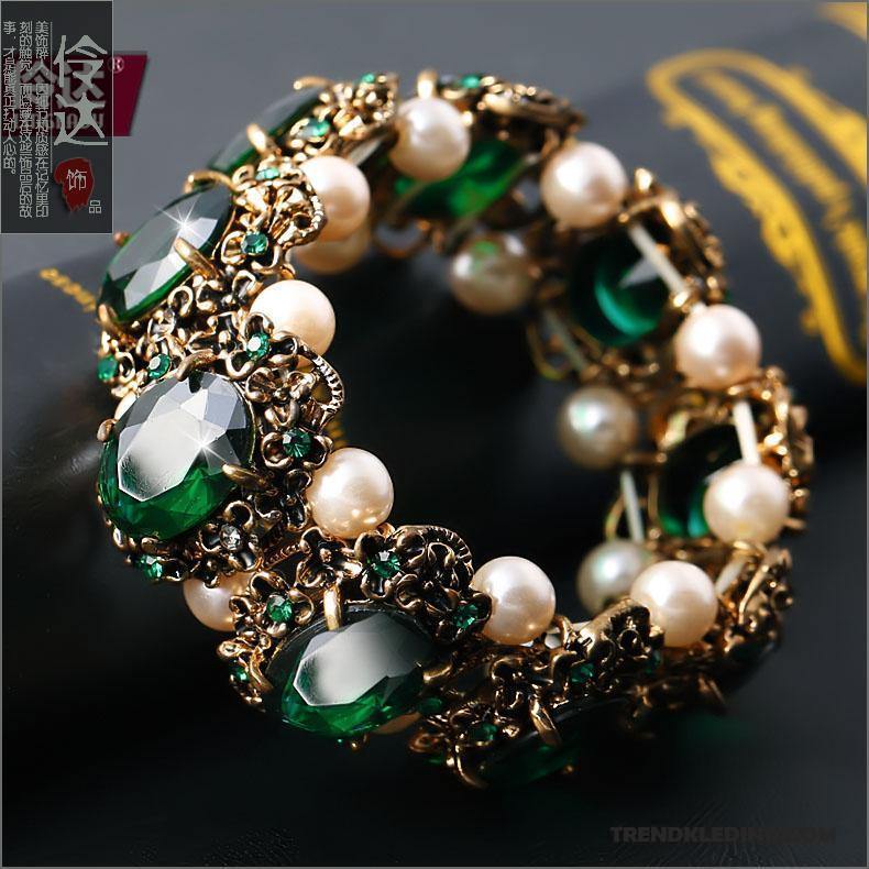 Armband Dames Elastiek Accessoires Vintage Europa Armbanden Parel Rood Groen