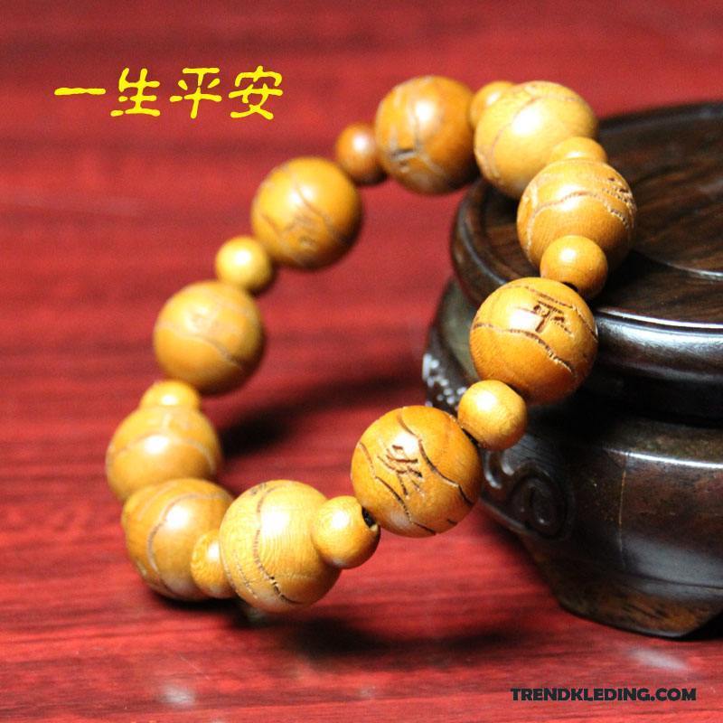 Armband Dames Heren Hart Armbanden Groot Sculptuur Perzik Hout