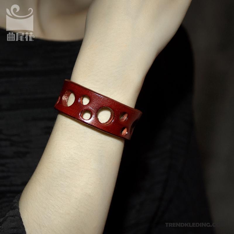 Armband Dames Leer Origineel Trend Armbanden Persoonlijkheid Jong Rood