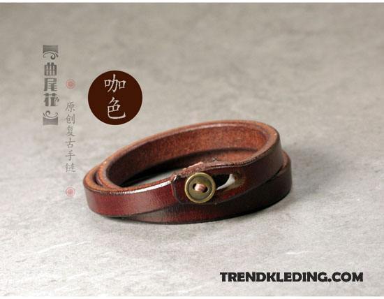 Armband Dames Met De Hand Mode Persoonlijkheid Gemiddelde Accessoires Leer Rood