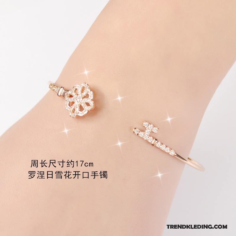 Armband Dames Mode Armbanden Geschenk Eenvoudig Bloemen Zoet Roze Goud