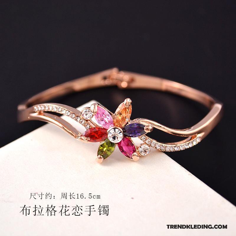 Armband Dames Mode Armbanden Geschenk Eenvoudig Bloemen Zoet Roze Goud