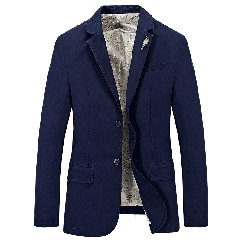 Blazer Heren Casual Losse Gentleman Bruiloft Middelbare Leeftijd Jas Blauw