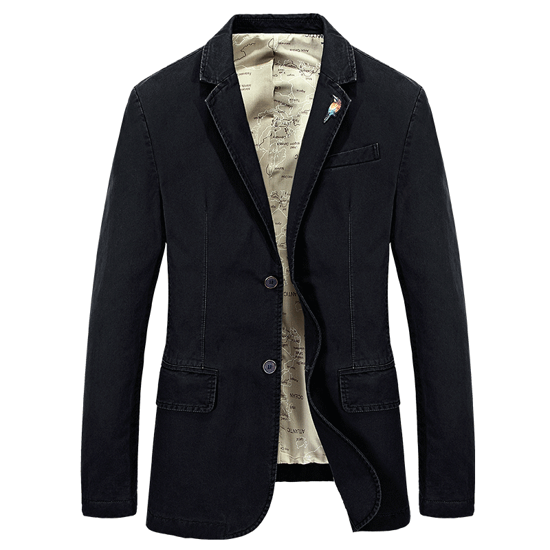 Blazer Heren Casual Losse Gentleman Bruiloft Middelbare Leeftijd Jas Blauw