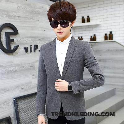 Blazer Heren Jas Pak Werk Slim Fit Persoonlijk Casual Zwart