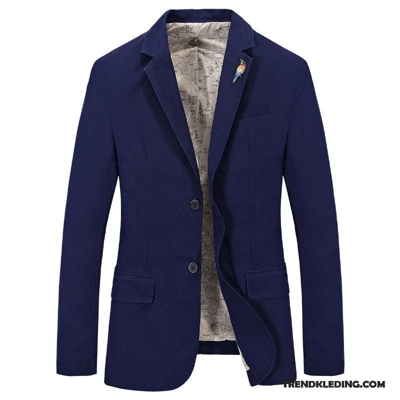 Blazer Heren Jeugd Bedrijf Mini Pak Casual Herfst Blauw