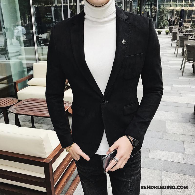 Blazer Heren Pak 2018 Slim Fit Jas Kasjmier Casual Grijs