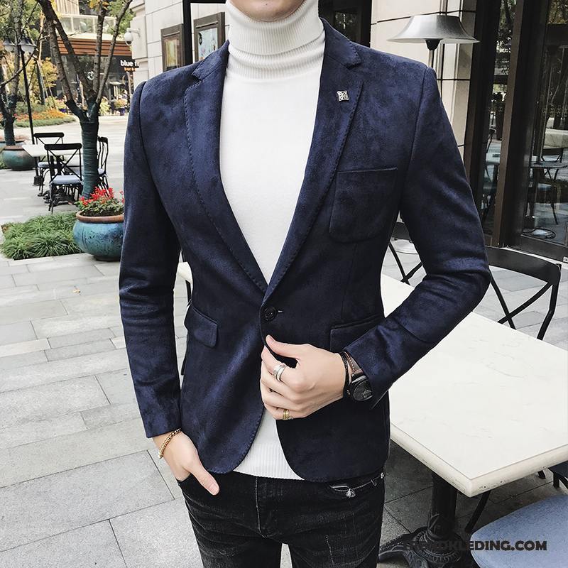 Blazer Heren Pak 2018 Slim Fit Jas Kasjmier Casual Grijs