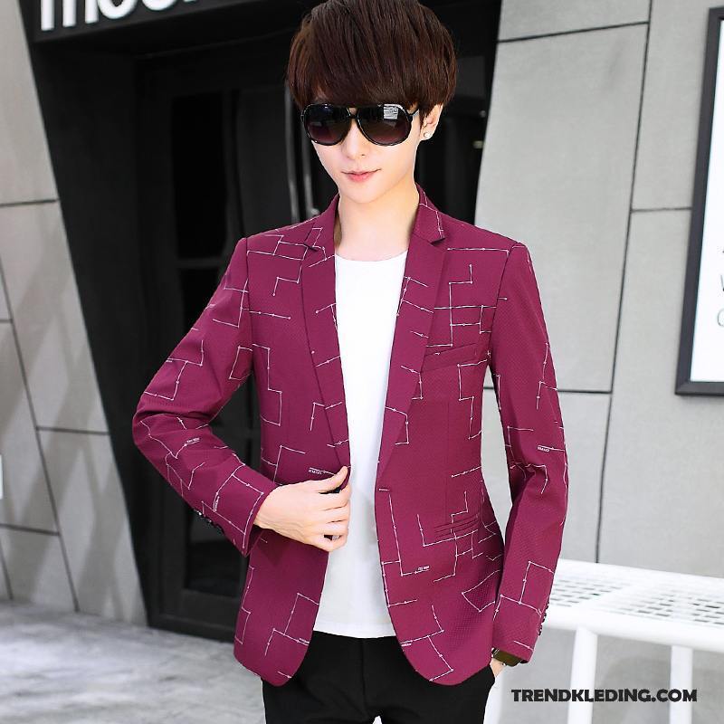 Blazer Heren Slim Fit Pak Jasje Mini Mannelijk Trend Herfst Blauw