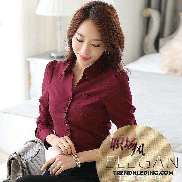 Blouse Dames Blouse Overhemd Katoen Plus Kasjmier Warme Lange Mouwen Dunne Zwart