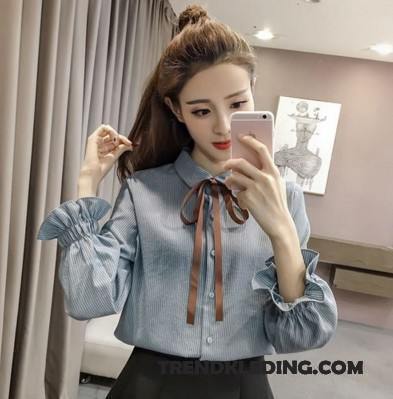 Blouse Dames Casual Losse Chiffon Lange Mouwen Blouse Overhemd Nieuw Roze Rood Effen Kleur