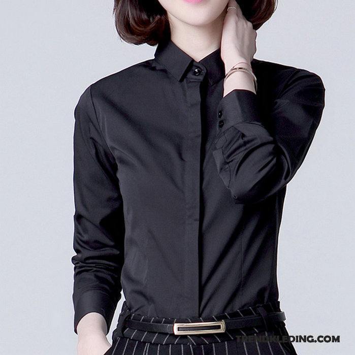 Blouse Dames Geklede Overhemd Lange Mouwen Slim Fit Blouse Overhemd Nieuw Wit