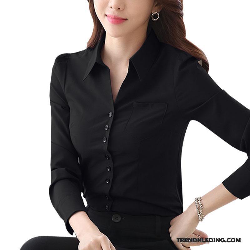 Blouse Dames Werkkleding Overhemd Geklede Nieuw 2018 Blouse Overhemd Wit Zwart
